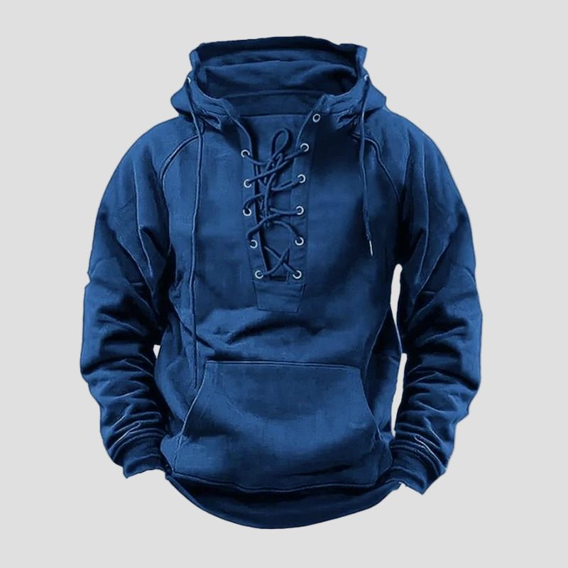 Tanner | Outdoor Solid Color Lace - Up Kangaroo Pocket Hoodie - Rob Stevenson
