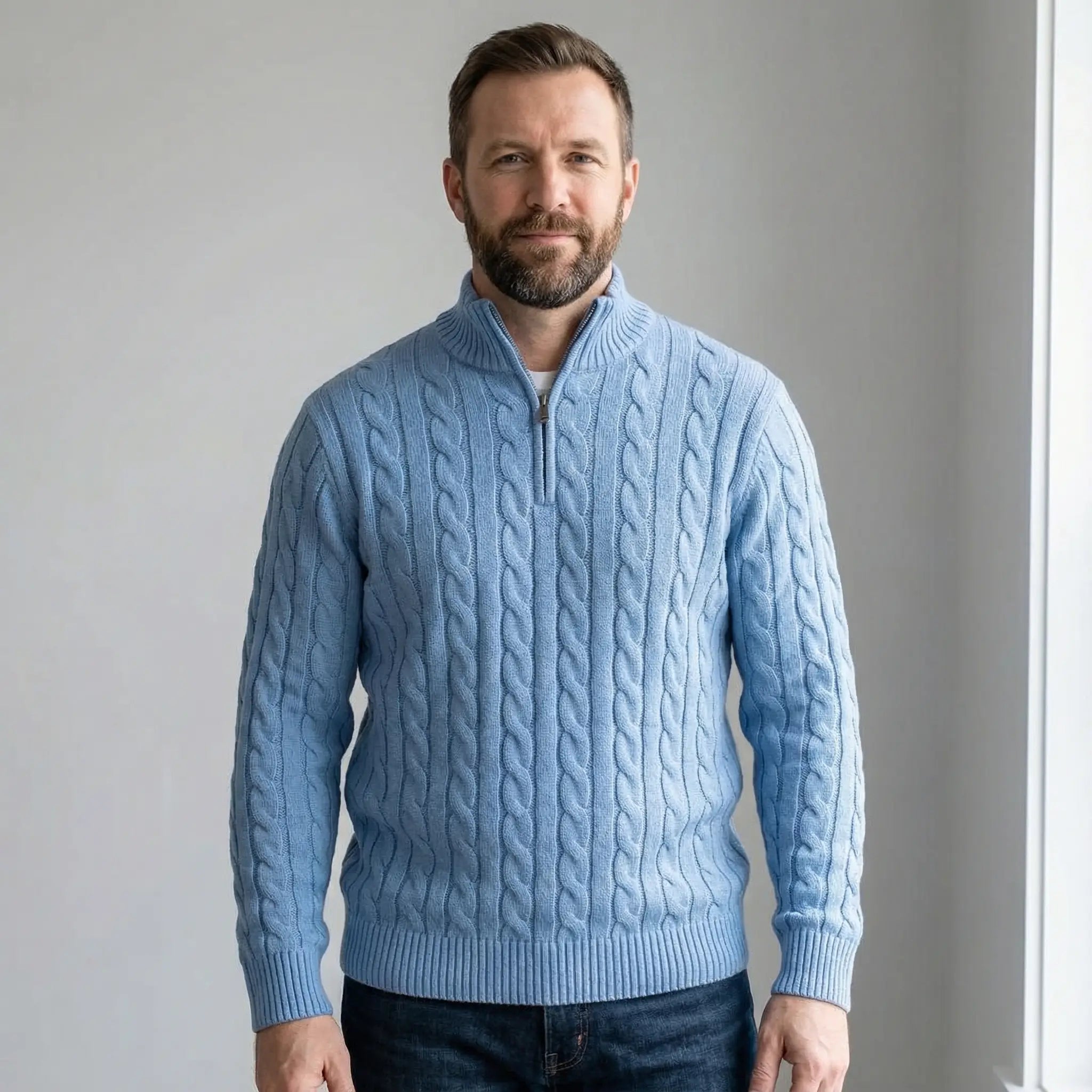 Leo | Men’s Half - Zip Cotton Sweater - Rob Stevenson