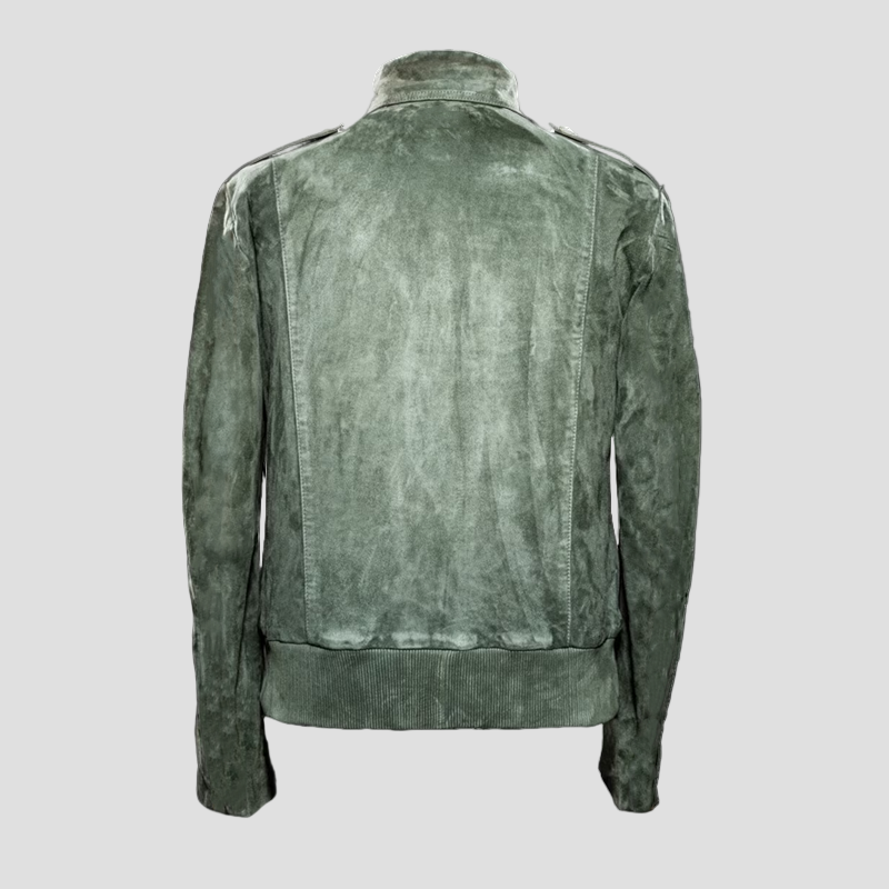 Hudson | Retro Lapel Zipper Breast Pocket Suede Jacket