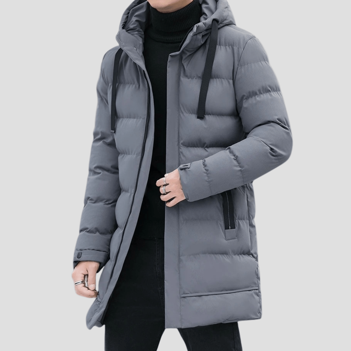 Bexley | Stylish Longline Black Puffer Coat for Men - Rob Stevenson