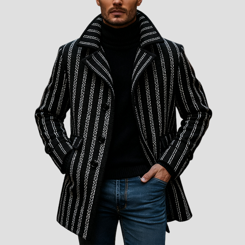 Mason | Striped Tweed Lapel Coat