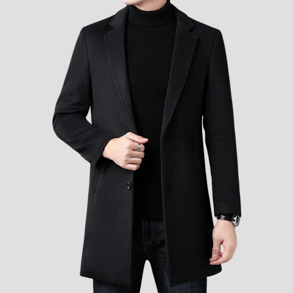 Beaumont | Wool Business Casual Long Coat for Men - Rob Stevenson