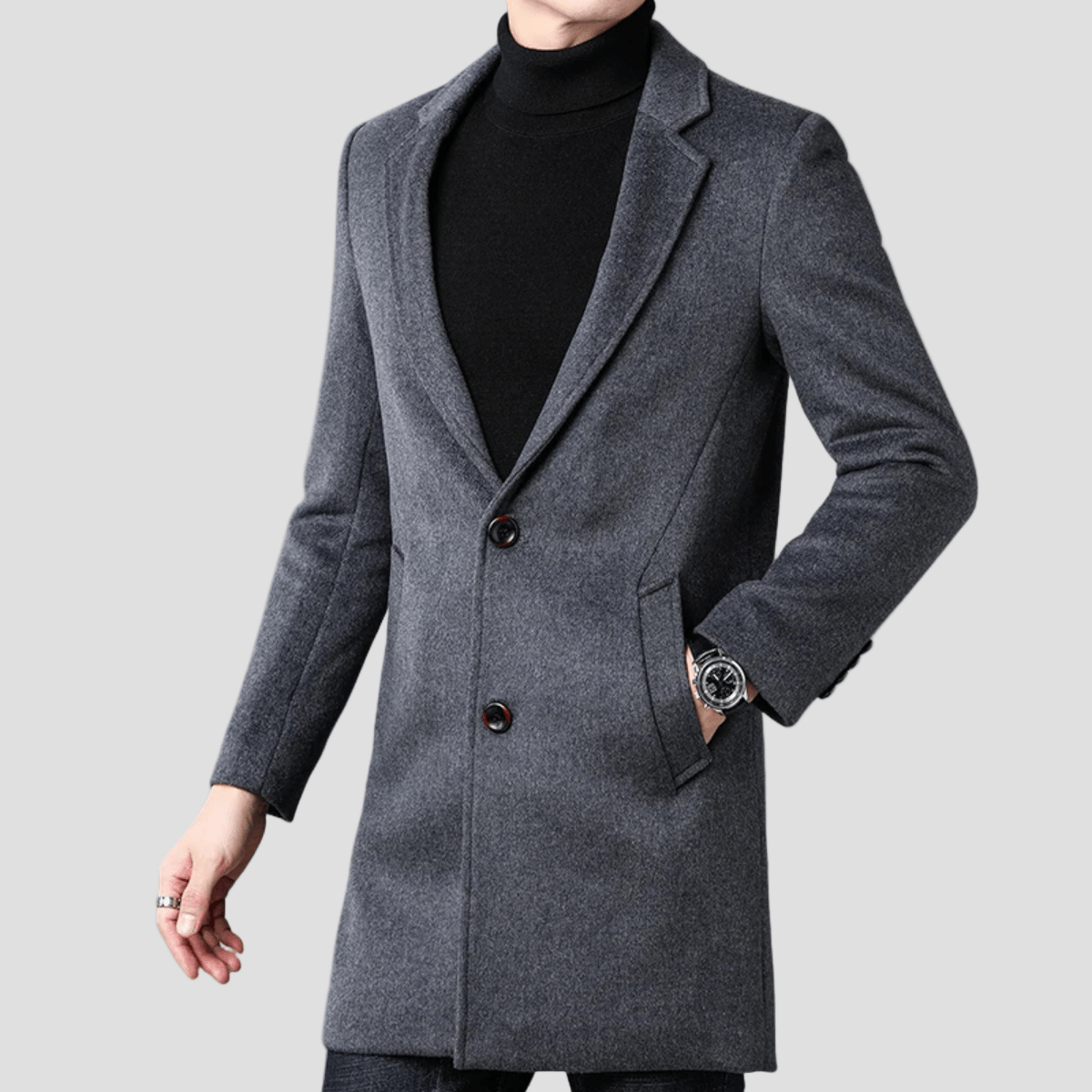 Beaumont | Wool Business Casual Long Coat for Men - Rob Stevenson