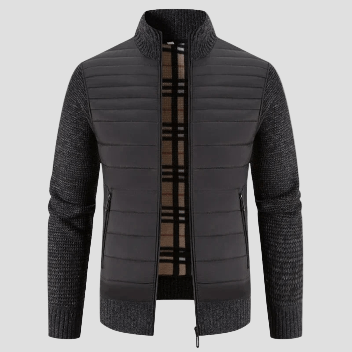Bordeaux | Winter Bomber Jacket with Knit Sleeves - Rob Stevenson