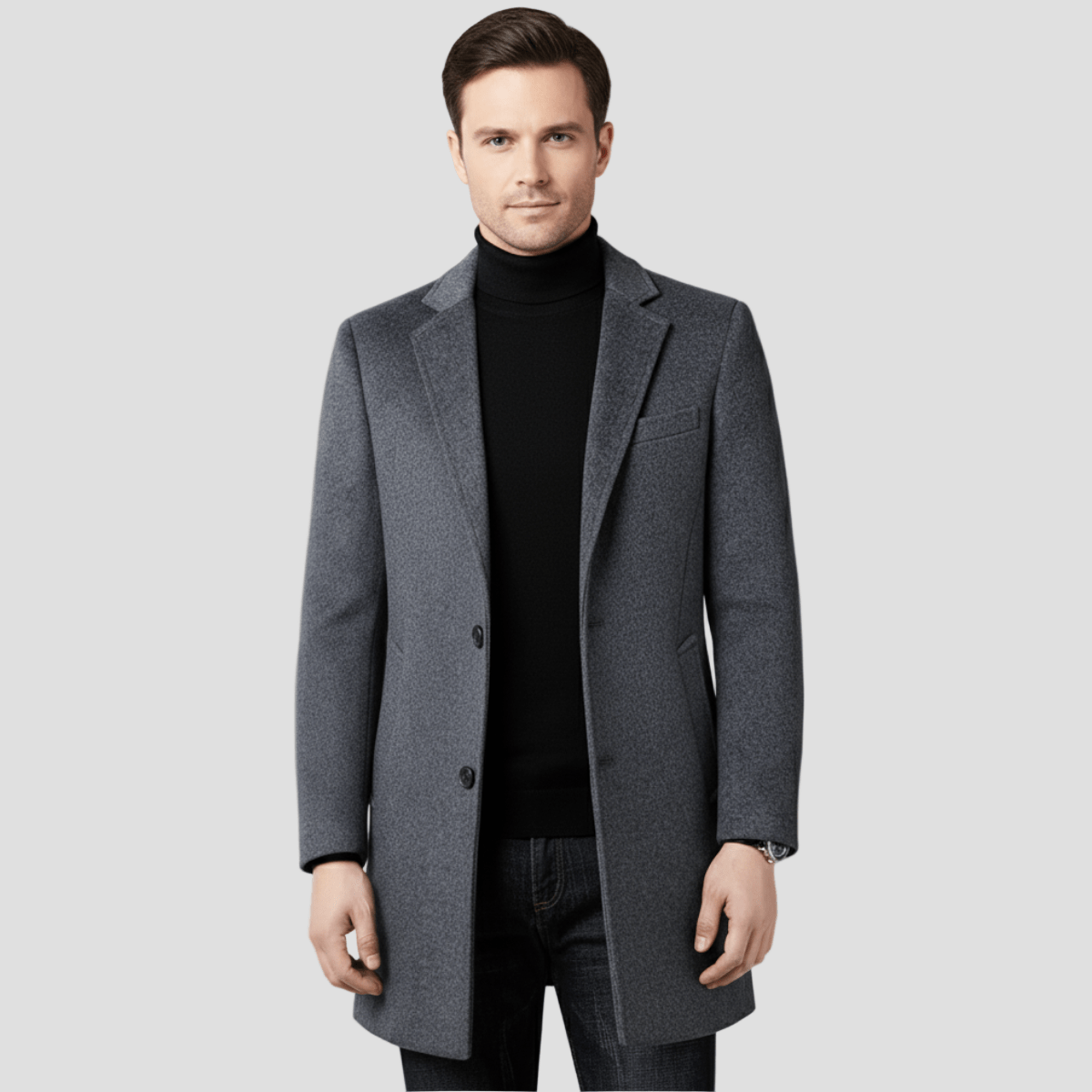 Beaumont | Wool Business Casual Long Coat for Men - Rob Stevenson
