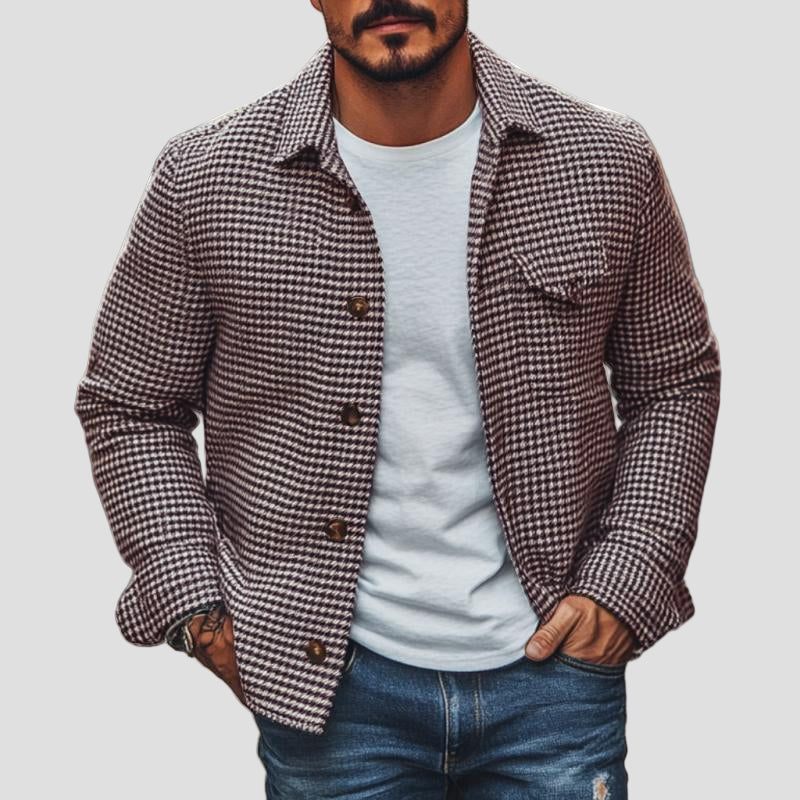 Sawyer | Vintage Houndstooth Lapel Single-Breasted Shirt Jacket
