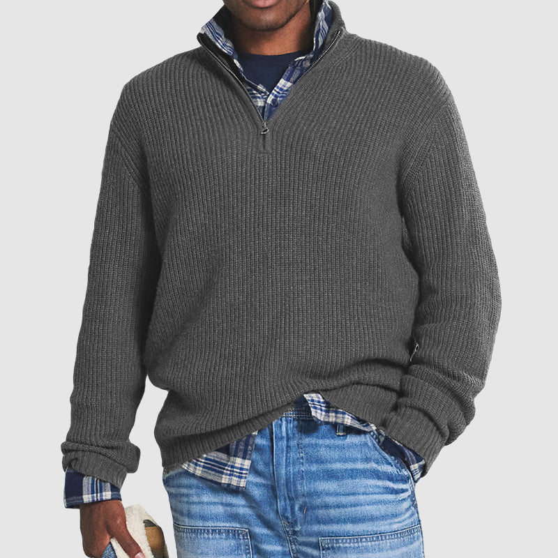 Reuben | Business-Casual Cashmere Sweater with Zipper