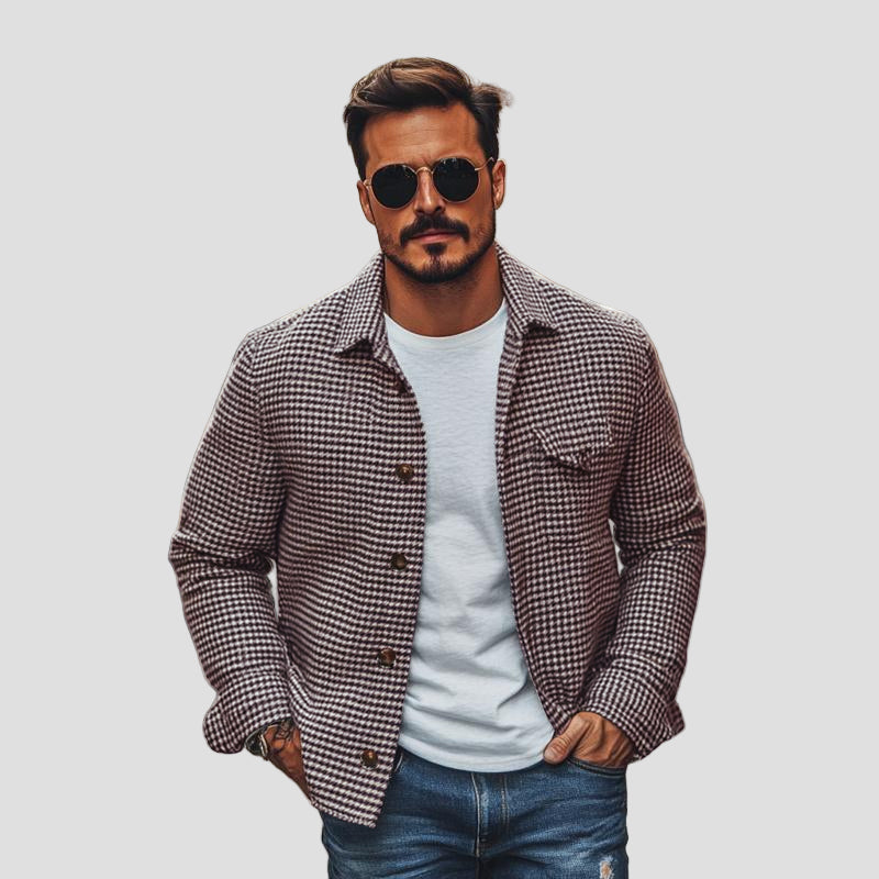 Sawyer | Vintage Houndstooth Lapel Single-Breasted Shirt Jacket