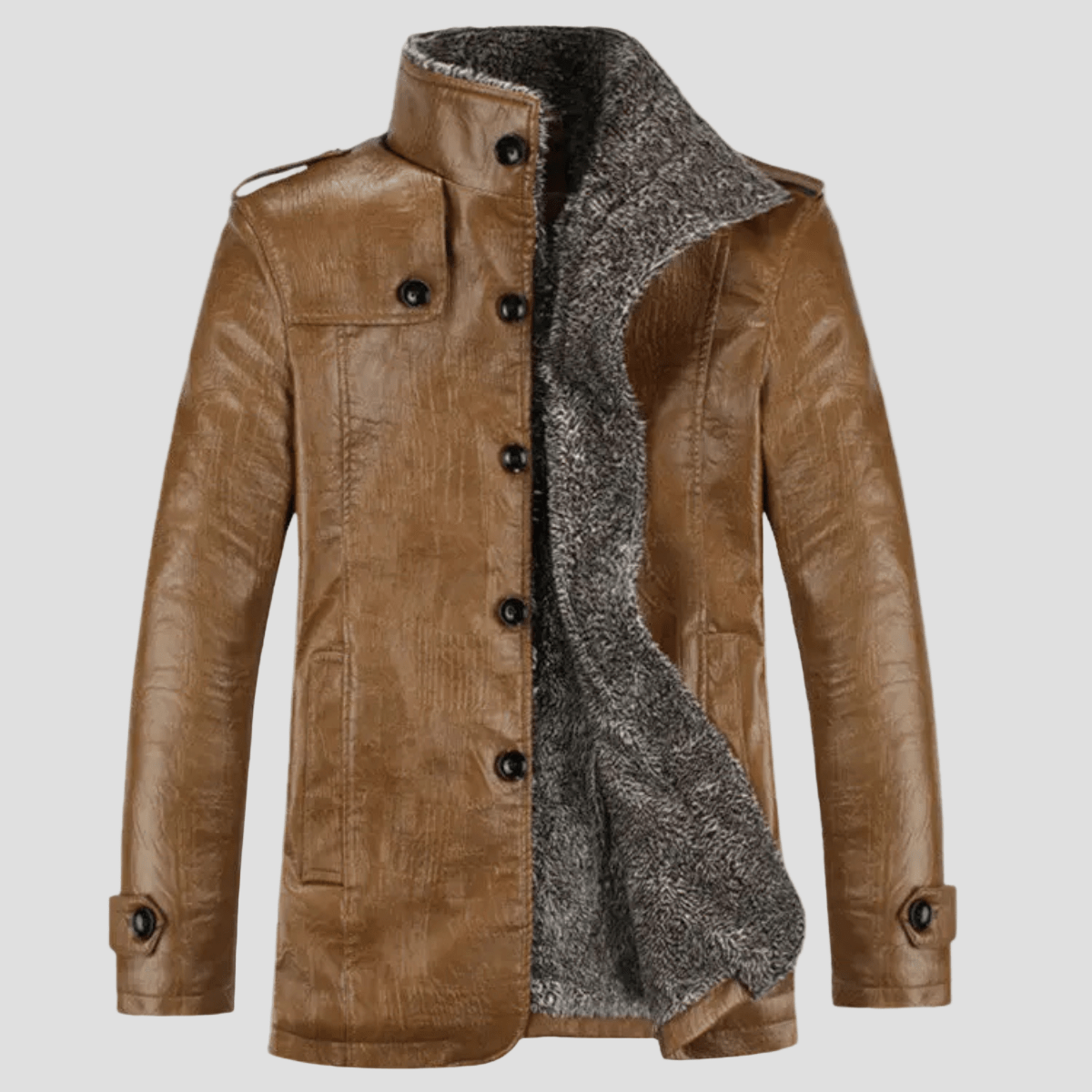 Lansbury | Leather Jacket with Fleece Lining and Stand Collar - Rob Stevenson