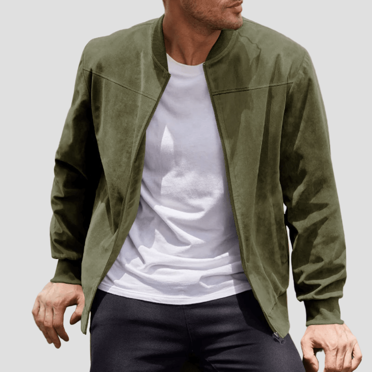 Soho | Casual Vintage Suede Bomber Jacket for Men - Rob Stevenson