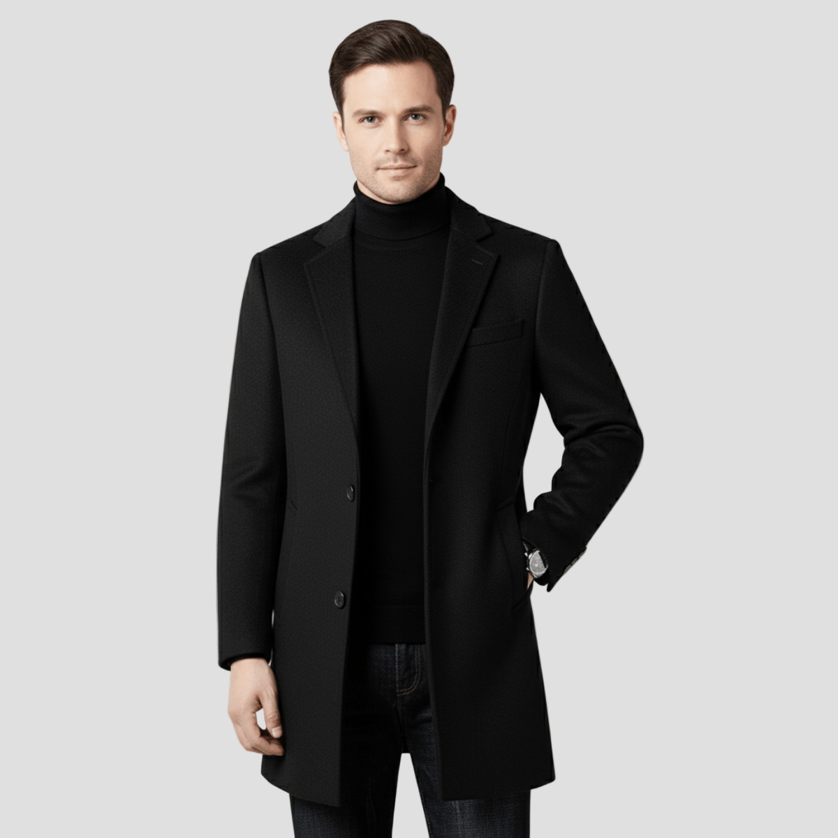 Beaumont | Wool Business Casual Long Coat for Men - Rob Stevenson