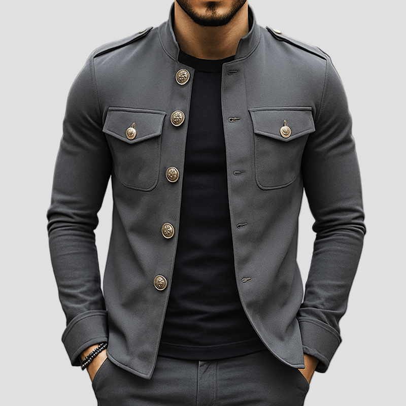 Colton | Vintage Casual Solid Stand Collar Button Jacket - Rob Stevenson