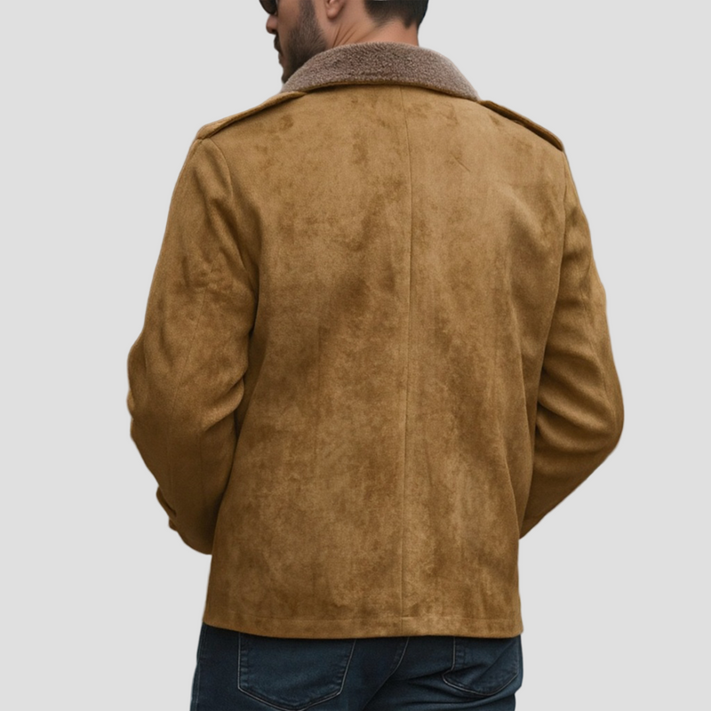 Theo | Vintage Suede Fleece Collar Patchwork Multi-Pocket Zipper Coat