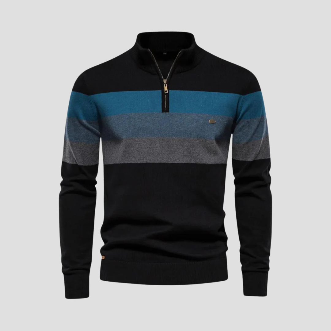 Maxwell | Striped Quarter Zip Jumper