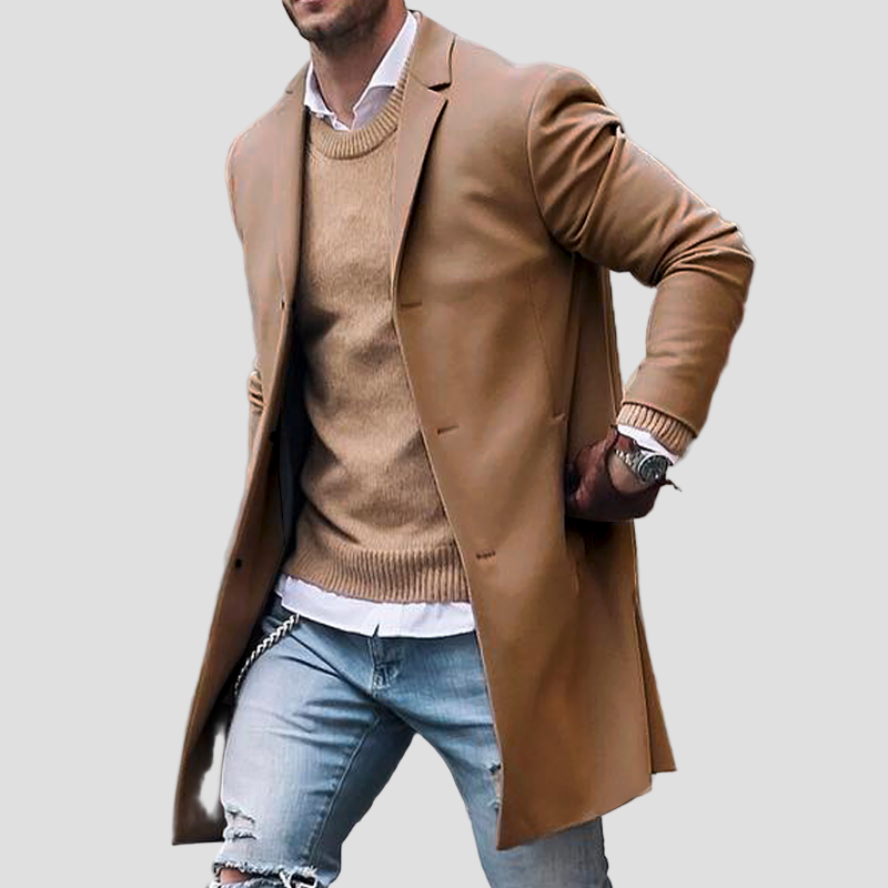 Grayson | Notch Lapel Single-Breasted Mid-Length Coat