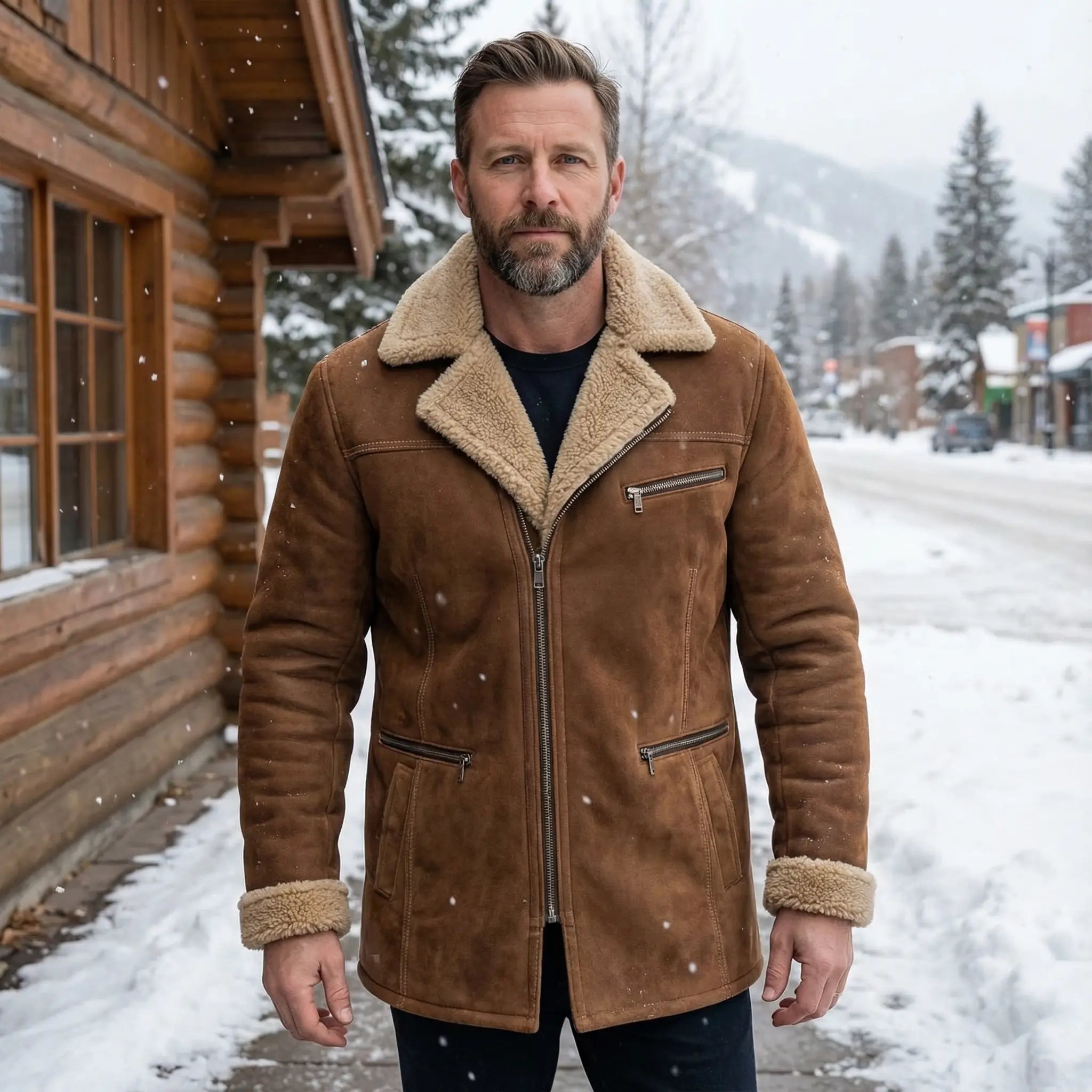 Beau | Fleece Suede Lapel Suede Single - Breasted Multi - Pocket Coat - Rob Stevenson