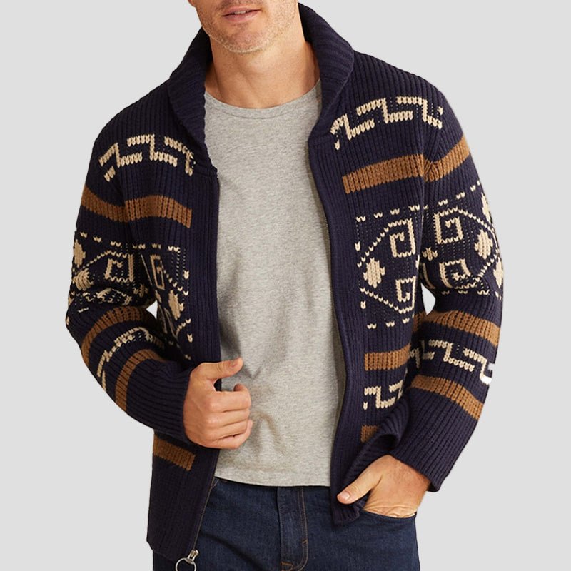 Maxwell | Geometric Lapel Sweater Knit Cardigan - Rob Stevenson