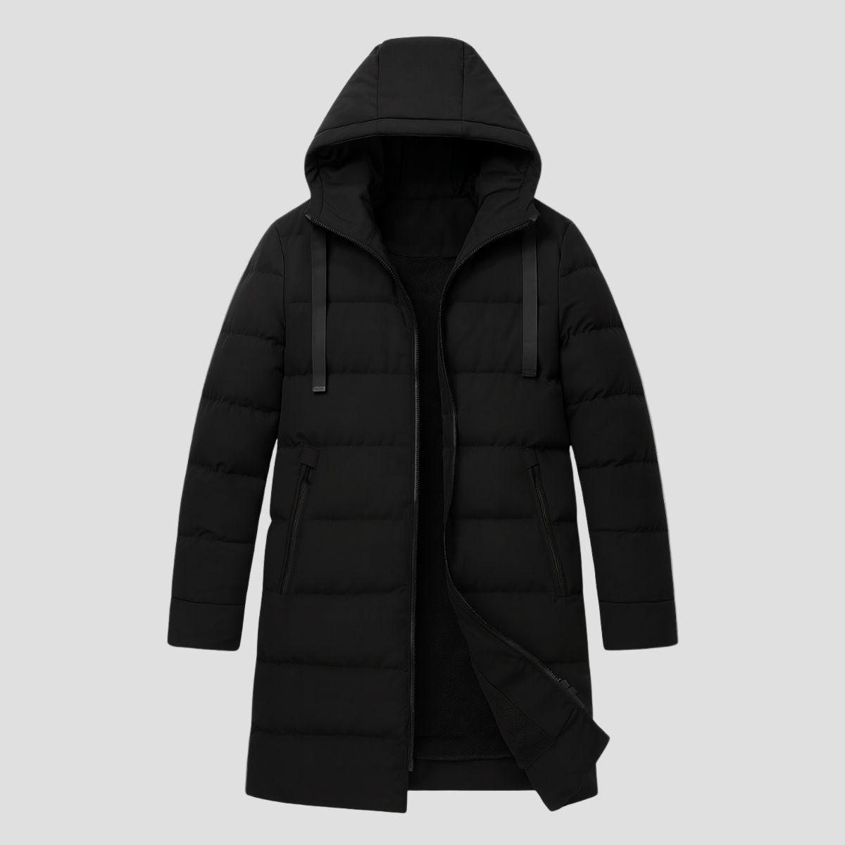 Bexley | Stylish Longline Black Puffer Coat for Men - Rob Stevenson