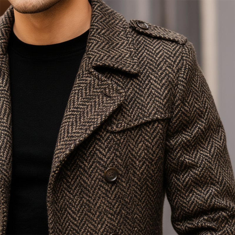 Caleb | Dark Brown Wool Coat