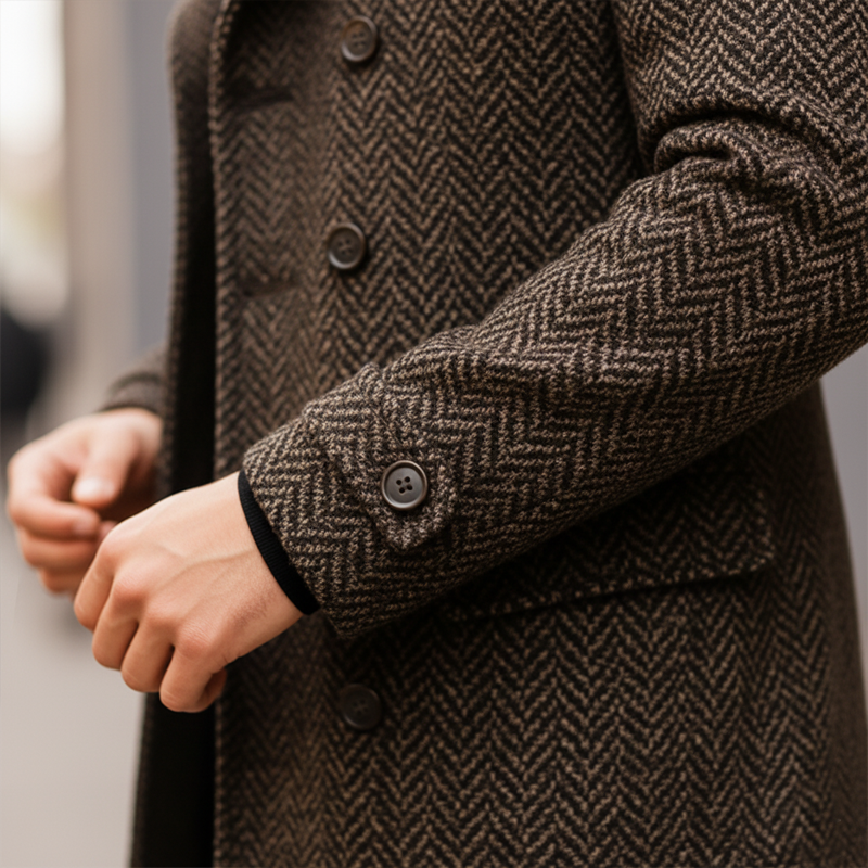 Caleb | Dark Brown Wool Coat