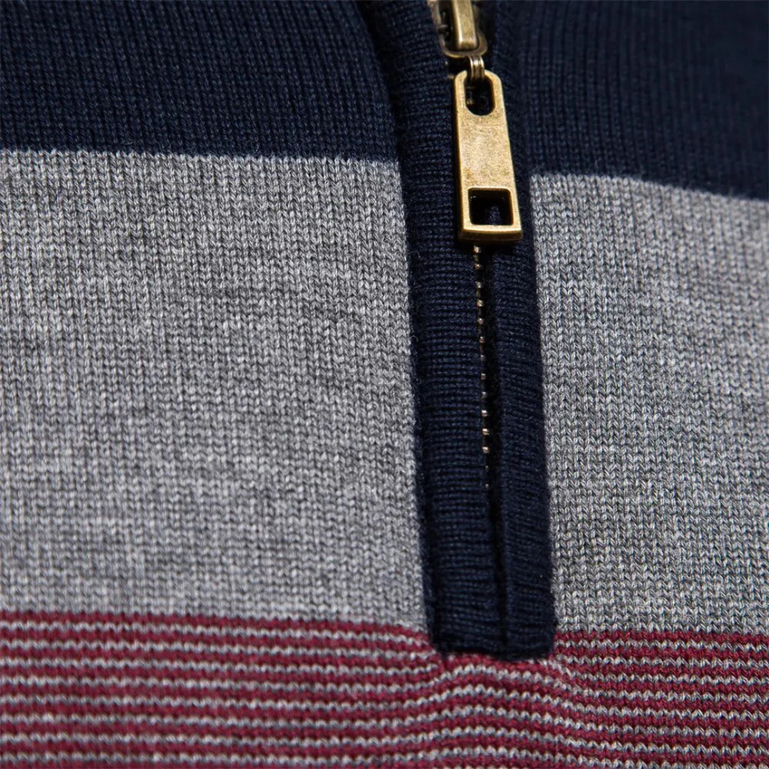 Maxwell | Striped Quarter Zip Jumper