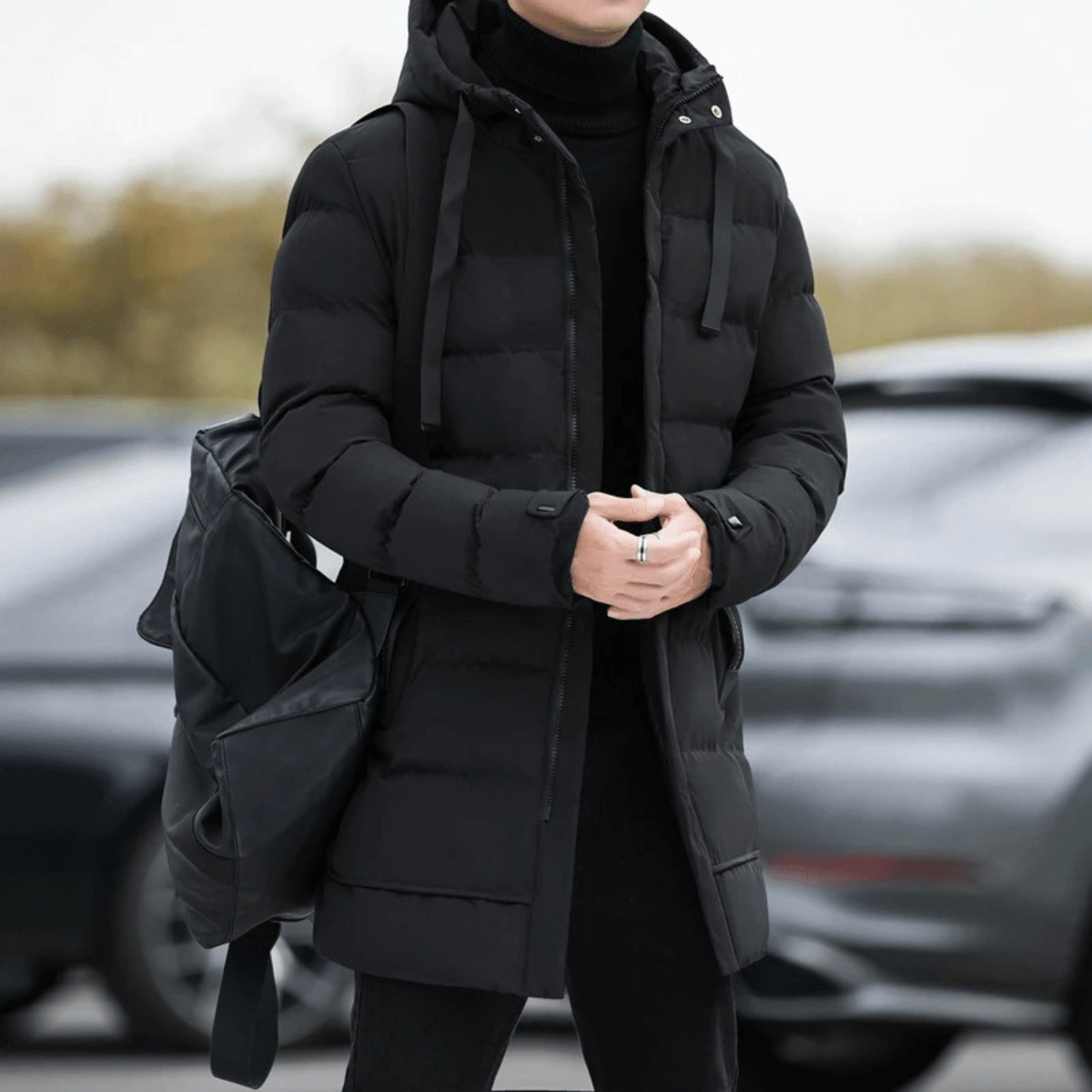 Bexley | Stylish Longline Black Puffer Coat for Men - Rob Stevenson