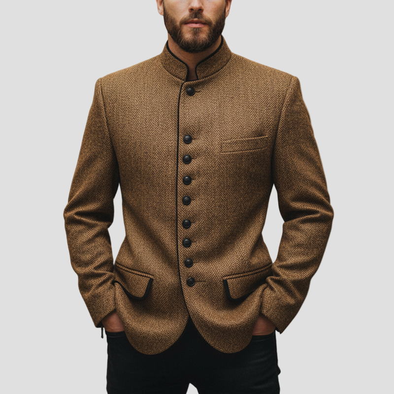 Liam | Retro Herringbone Wool Coat