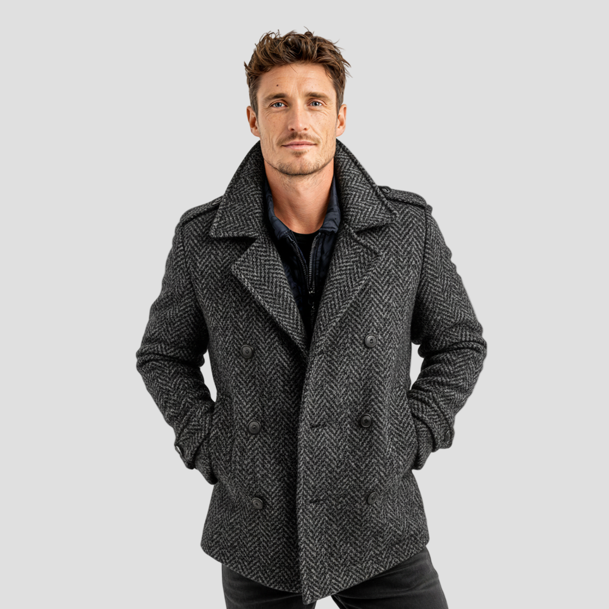 James | Herringbone Wool Coat