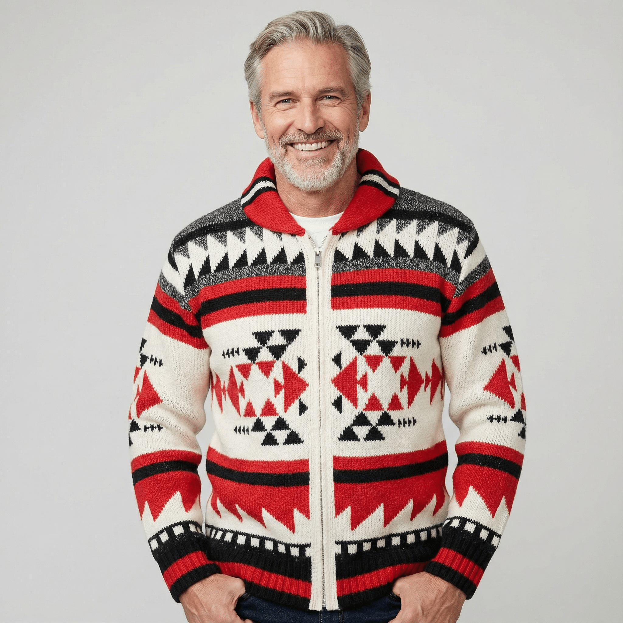 Dominic | Geometric Zip Knit Cardigan - Rob Stevenson