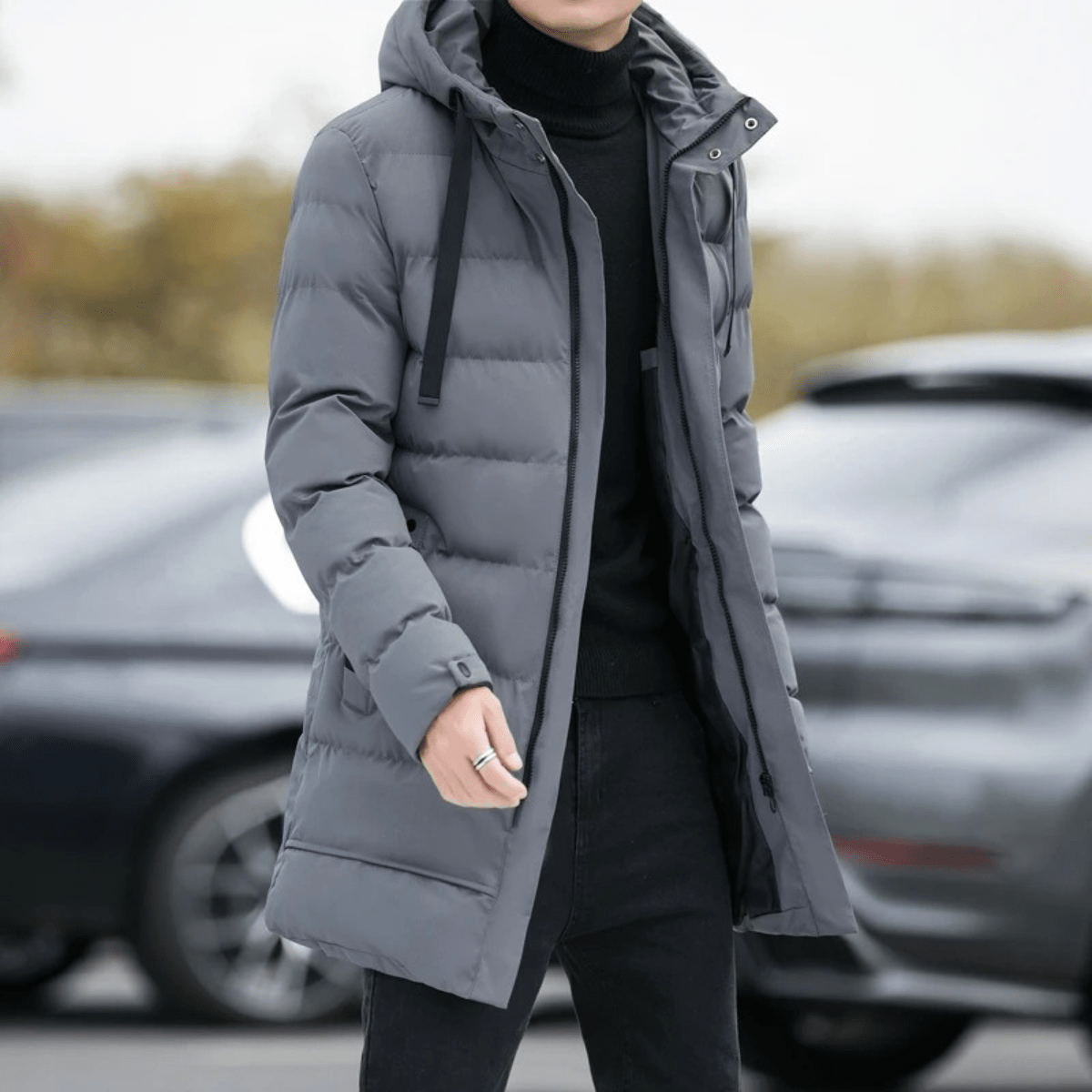 Bexley | Stylish Longline Black Puffer Coat for Men - Rob Stevenson