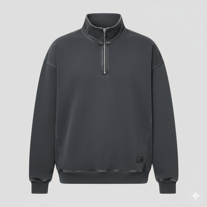 Beau | Loose Fleece Stand Collar Solid Color Sweatshirt - Rob Stevenson