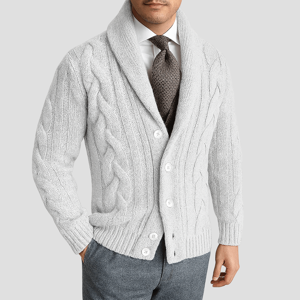 Carson | Cable Knit Shawl Cardigan Sweater