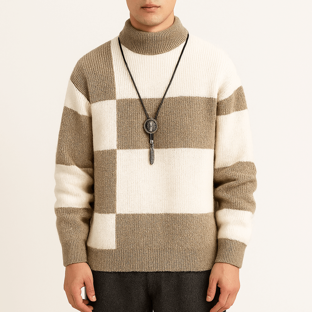 Xavier | Modern Color Block Turtleneck Sweater