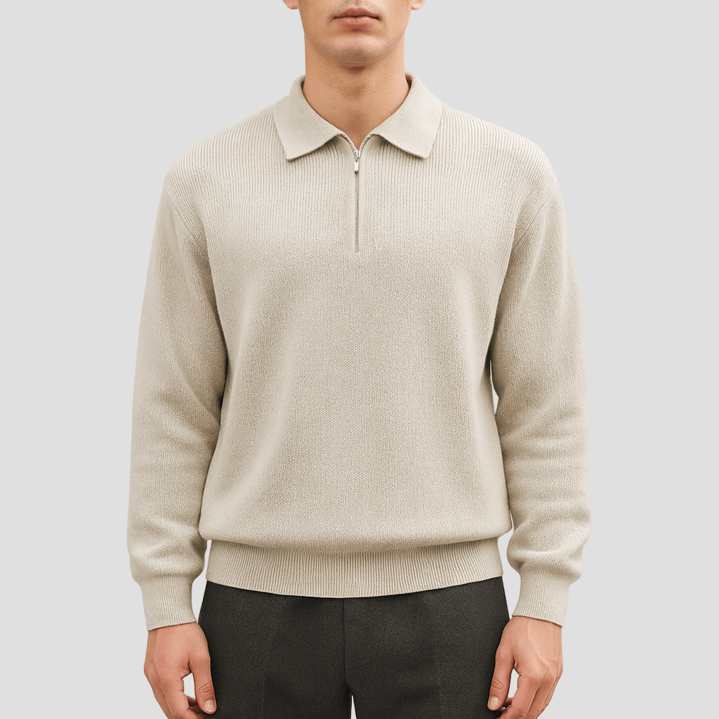 Nolan | Polo Sweater with Zipper Detail - Rob Stevenson
