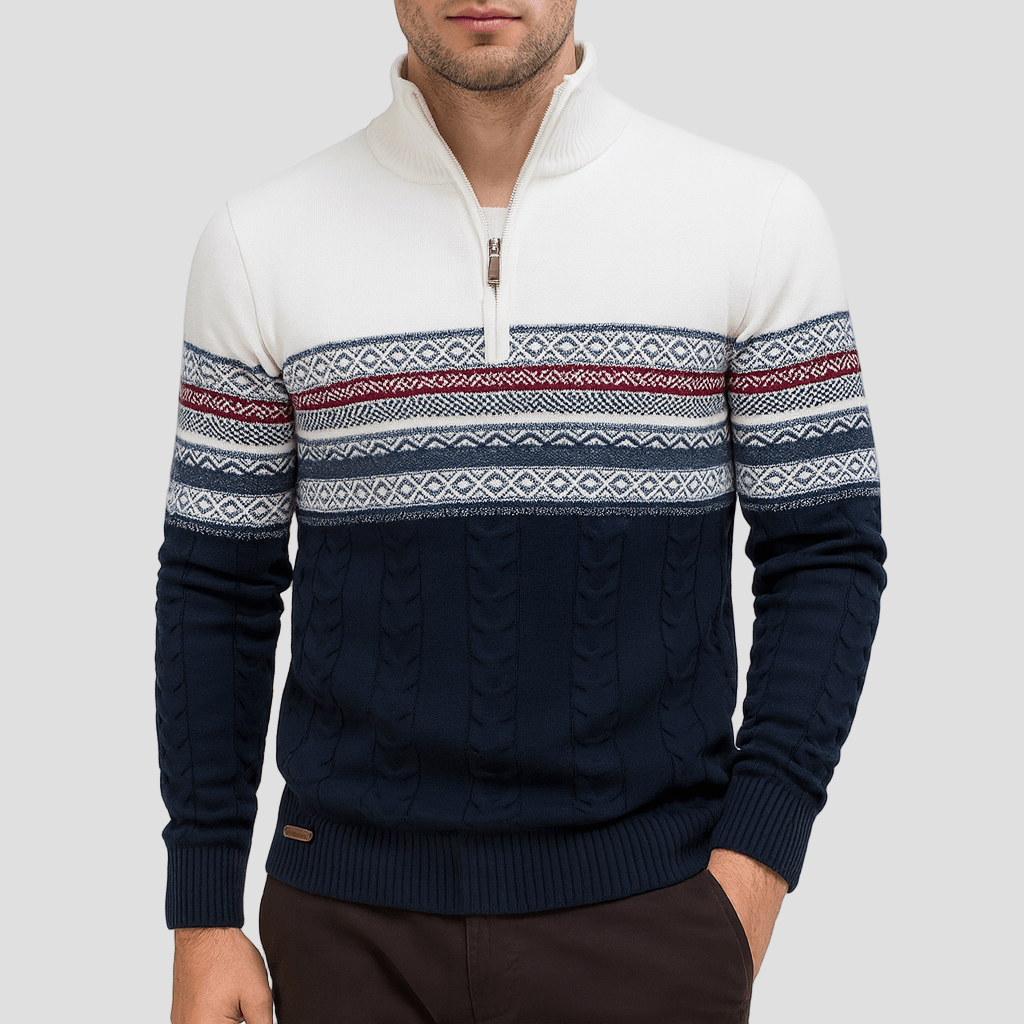 Jordan | Striped Quarter - Zip Sweater - Rob Stevenson