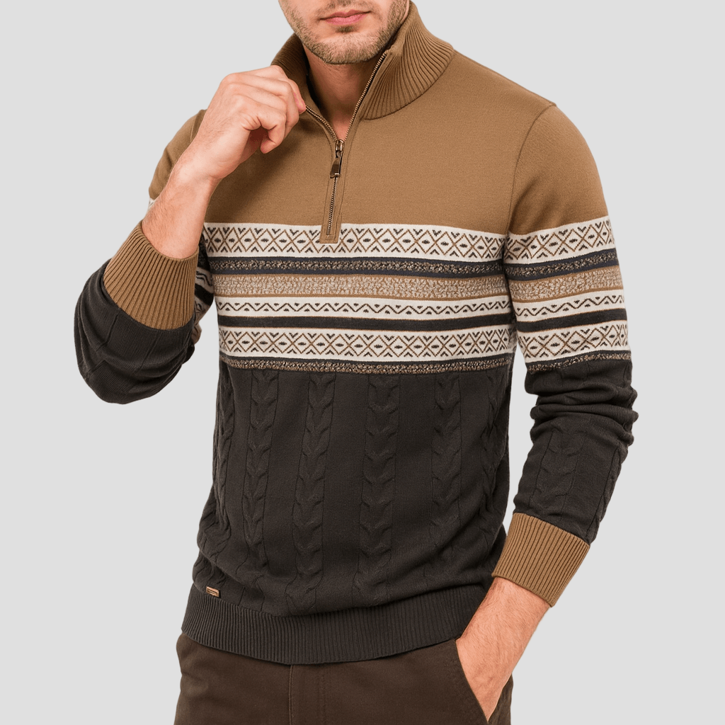 Jordan | Striped Quarter-Zip Sweater