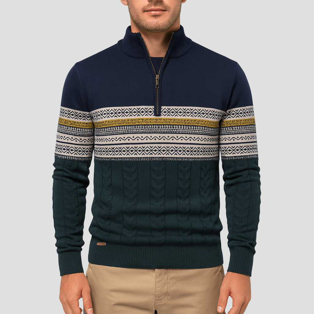 Jordan | Striped Quarter-Zip Sweater