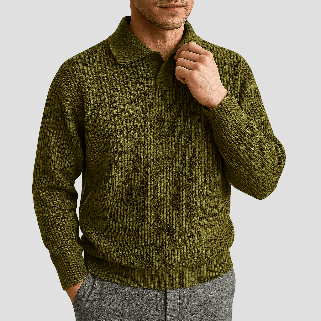 Easton | Waffle Knit Polo Sweater - Rob Stevenson