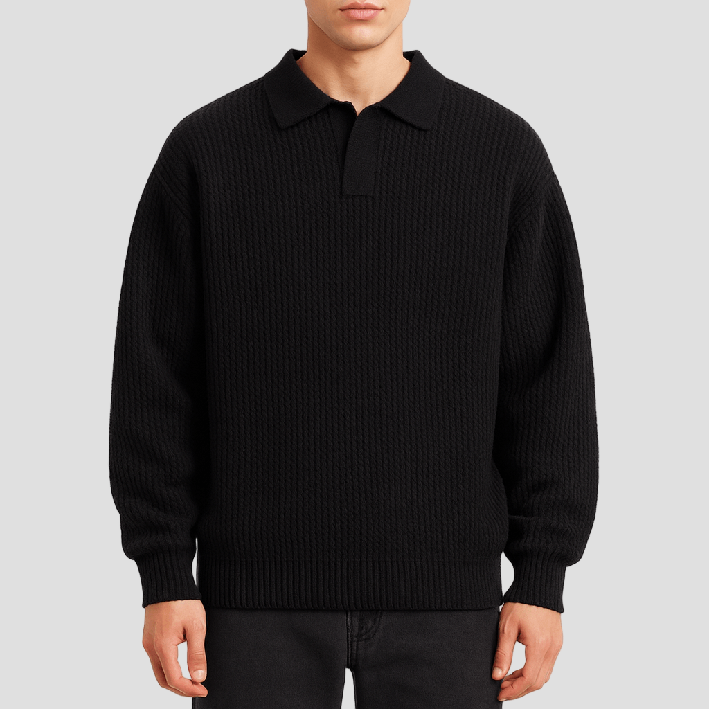 Grayson | Waffle Knit Polo Sweater