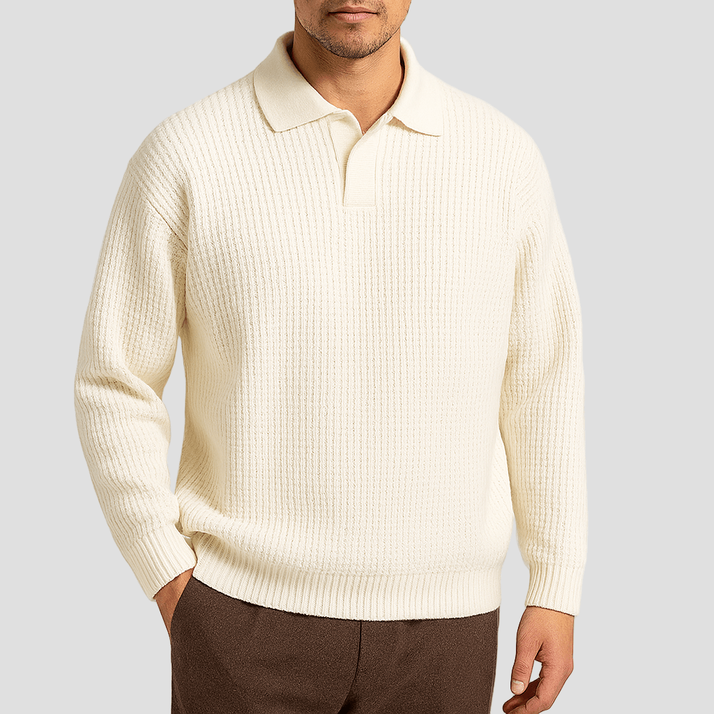 Easton | Waffle Knit Polo Sweater - Rob Stevenson