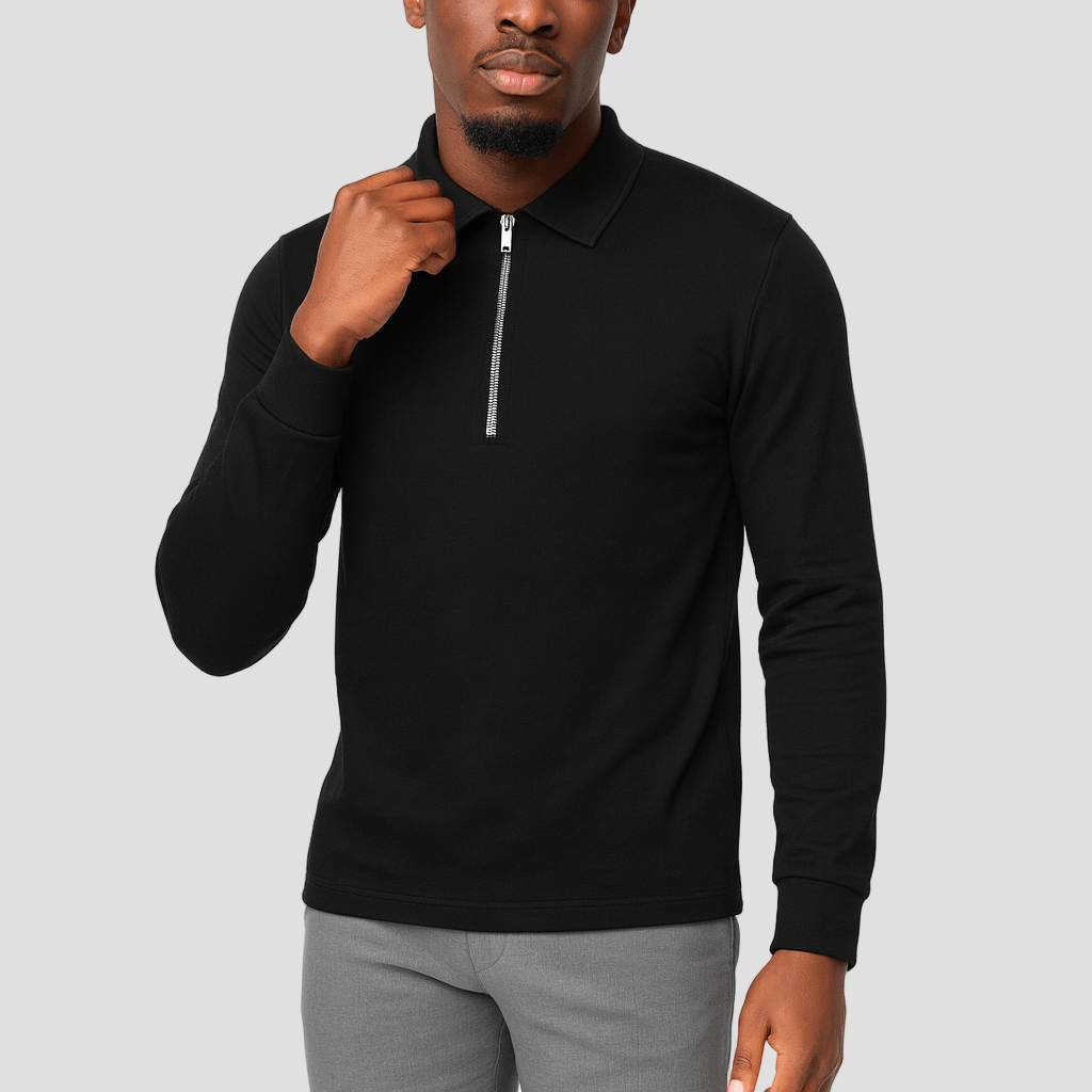 Nathan | Zippered Polo Knit Sweater