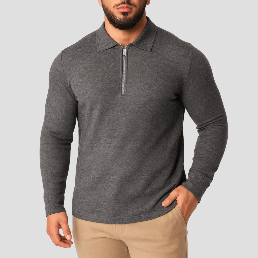 Nathan | Zippered Polo Knit Sweater