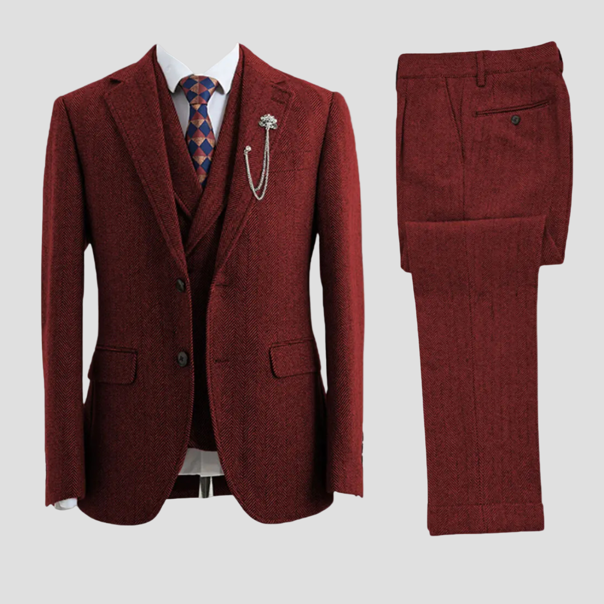 Carter | Tweed Herringbone 3-Piece Suit