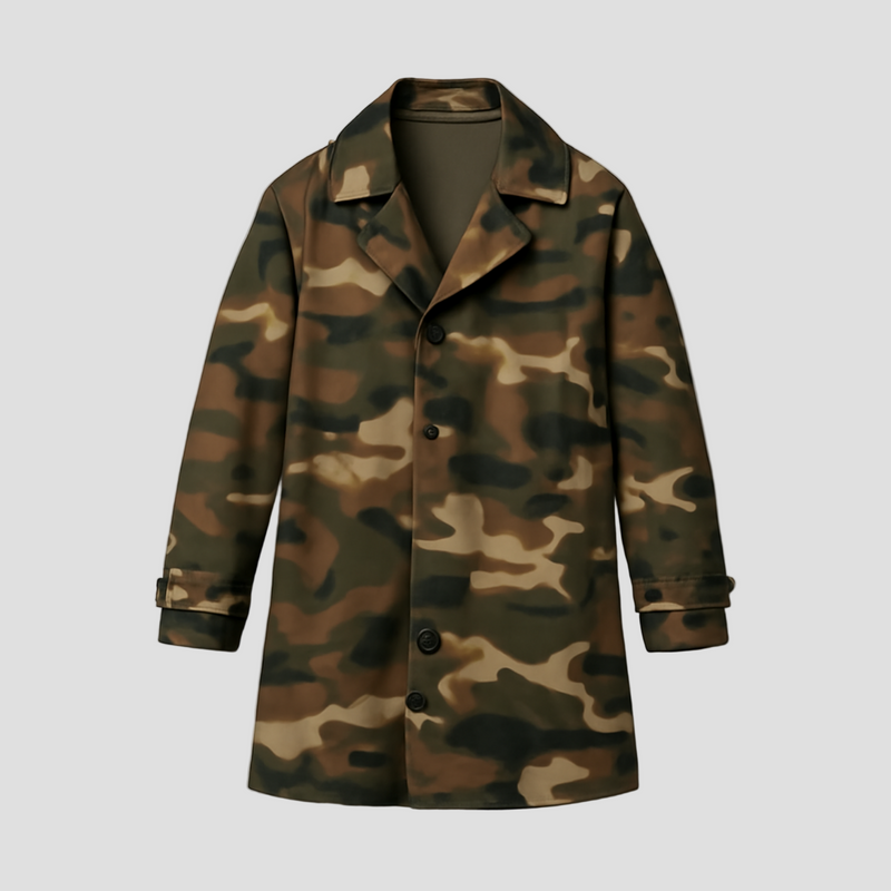Noah | Camouflage Lapel Breast Pocket Cargo Trench Coat