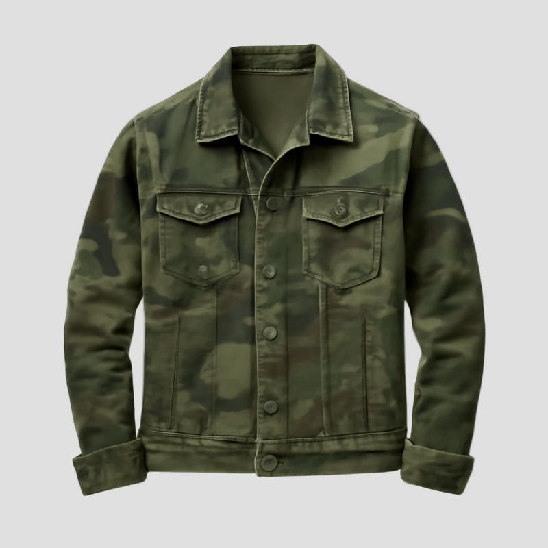 Carter | Camouflage Canvas Retro Lapel Jacket