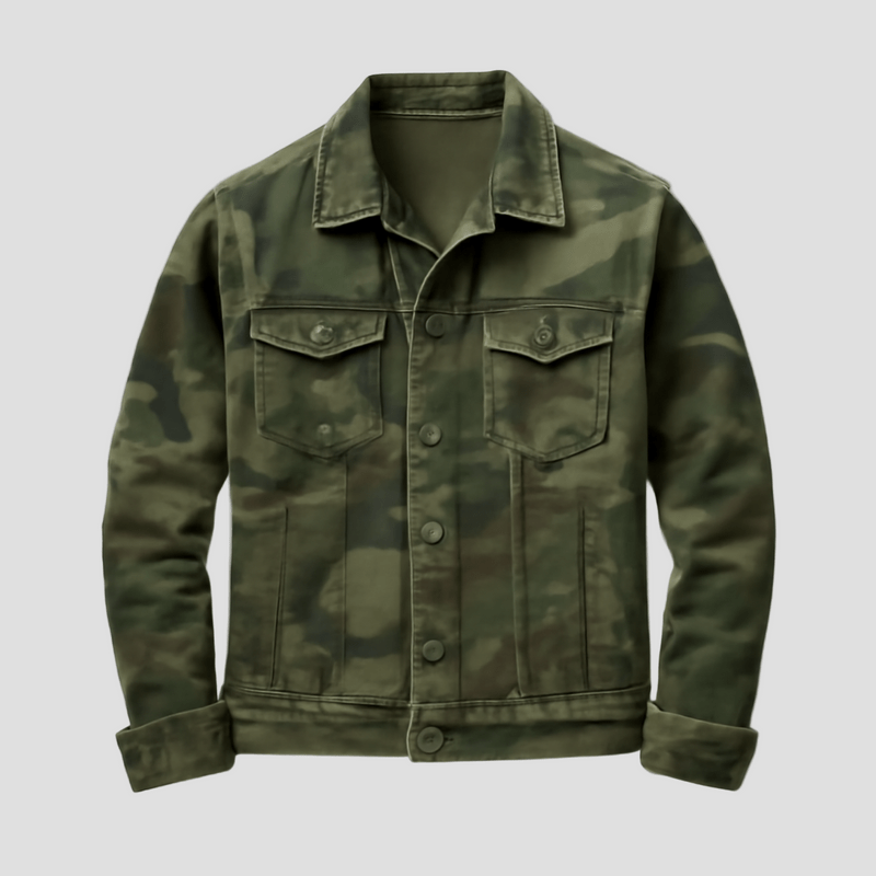 Carter | Camouflage Canvas Retro Lapel Jacket - Rob Stevenson