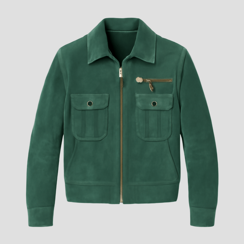 Hudson | Retro Lapel Zipper Breast Pocket Suede Jacket - Rob Stevenson
