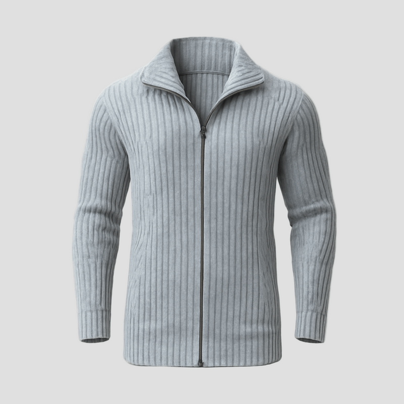 Julian | Striped Knit Stand Collar Cardigan - Rob Stevenson