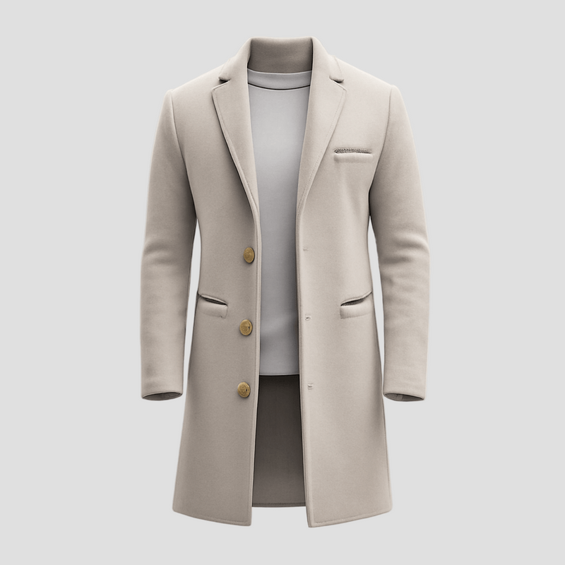 Everett | Vintage Solid Color Long Woolen Single - Breasted Lapel Coat - Rob Stevenson