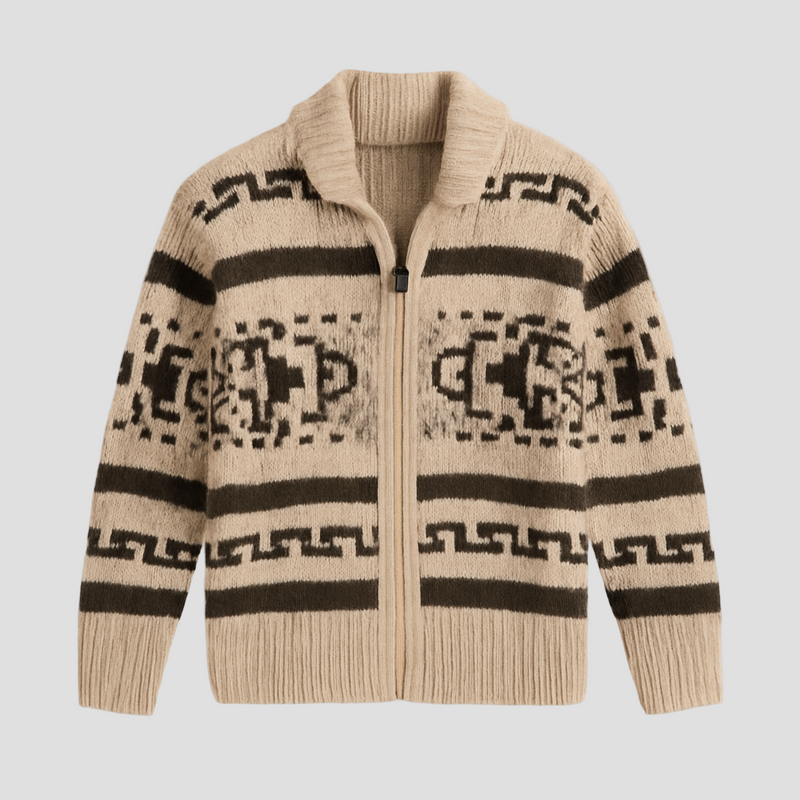 Maxwell | Geometric Lapel Sweater Knit Cardigan